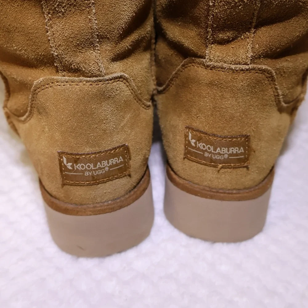 Koolaburra by UGG Womens 8 Tall Boots Chestnut Suede Faux Fur Lining 1015880